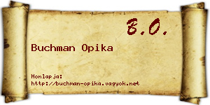 Buchman Opika névjegykártya
